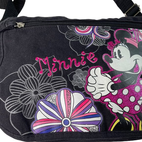 Disney Minnie Mouse Crossbody Purse Black Pink Handbag Boho Chic u Adjustable St - Picture 3 of 6